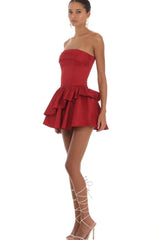 Corset Strapless Dress in Red