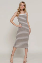 Straight Neck Stripe Spring Sweater Dress