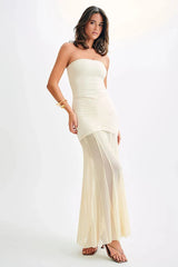 Caspian Slinky And Mesh Maxi Dress