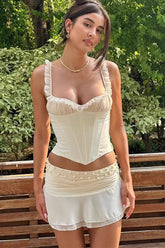 Amelia Corset Lace Up Ruffle Skirt Set