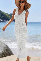 Hollow Out Sleeveless Sweater Dress
