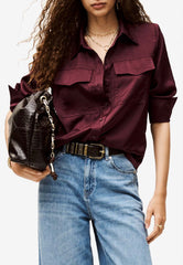 ba&sh Canoli Flowing Long-Sleeved Shirt Burgundy 1H25CANO_BURGUNDY