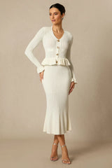 Alice Ruffle Ribbed Knit Midi Dress