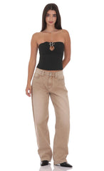 Keyhole Buckle Top in Black