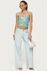 Brynn Sequin Strapless Top