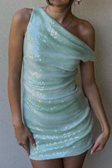 Sheila Asymmetrical Sequin Mini Dress