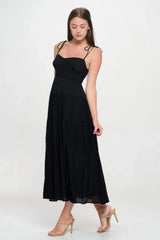 Solid Smocked Ruffle Maxi Dress