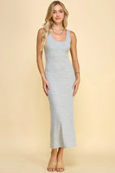 Double Layered Ribbed Double Scoop Tank Maxi Dress