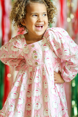 Puff Sleeve Gauze Dress - Sugarplum Santa