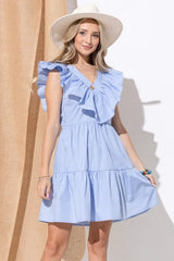 And The Why Chevron Ruffle Florence Hem Casual Dress