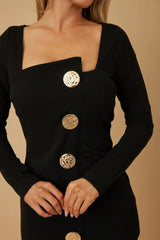 Mutli Button Long Sleeve Dress