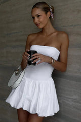 Tube Bubble Hem Mini Dress