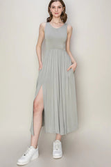 HYFVE Sleeveless Slit Midi Dress
