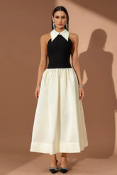 Spiral Lapel leeveless Maxi Dress