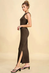 High Neck Side Slit Max Dress