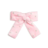 Sweet Wink Hair Clip - Pink Velvet Pearl Bow