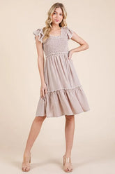 Lime 'N' Chili Ruffle Trim Smocked Dress with Contrast