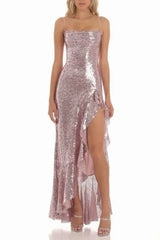 Sequin Ruffle Dress