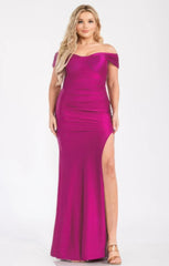 Plus Off Shoulder Draped Cross Wrap Maxidress