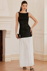 Gabrielle Patchwork Backless Maxi Dress