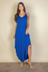 Solid Cami Double Strap Loose Fit Dress