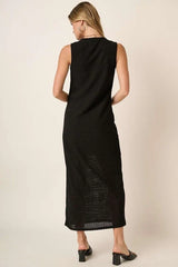 Mittoshop Side Slit Round Neck Sleeveless Dress