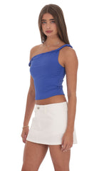 Off Shoulder Twist Top in Blue