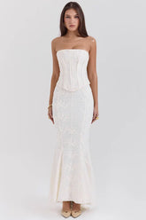 Dakota Embroidered Strapless Corset Set