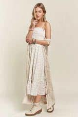 ADORA Smocked Floral Ruffled Hem Cami Dress
