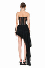 Corset Top & Irregular Mesh Skirt