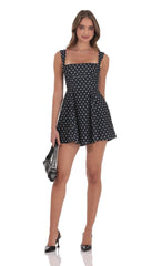 Black Polka Dot Fit-and-Flare Dress
