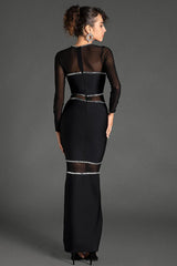 Boyle Black Mesh Bandage Dress