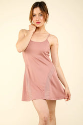 VERY J Mesh Detail Tennis Mini Active Dress with Shorts Inside