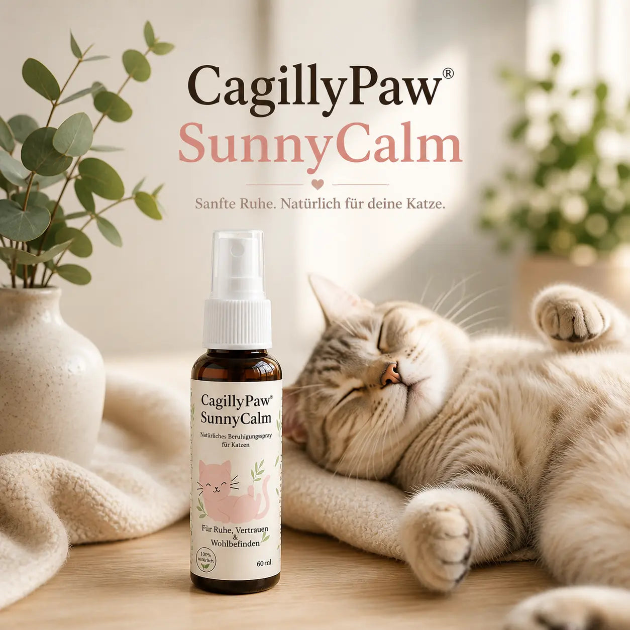 CagillyPaw® SunnyCalm – Natürliches Beruhigungsspray für Katzen cagillypaw.myshopify.com