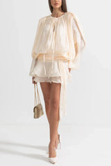 Ruffled Mini Dress With Flowing Silhouette