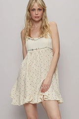 POL Ruffled Hem Floral Print Cami Mini Dress