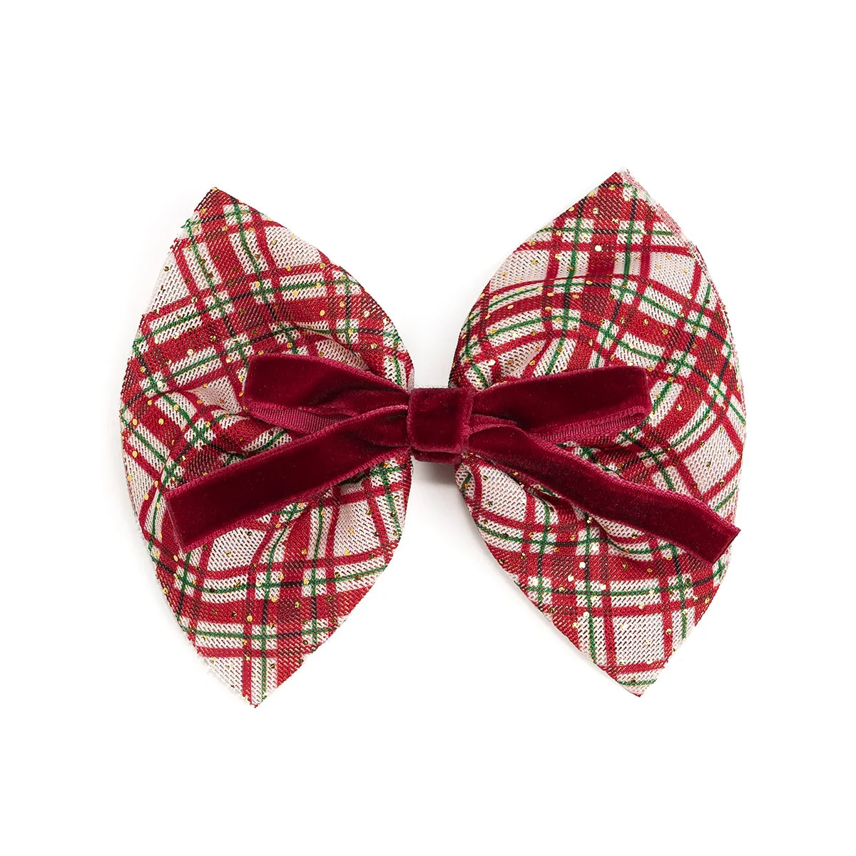 Sweet Wink Hair Clip - Christmas Plaid Layered Bow