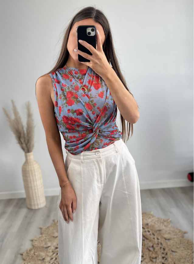 Body Top Flowers Red
