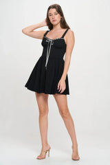 Front Ribbon Tie Bustier Dress