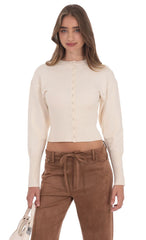 Cream Cinched Knit Cardigan