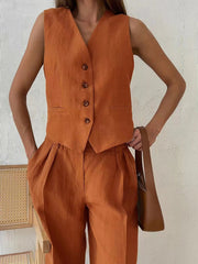 Cotton & Linen Pants Set