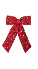 Beaded Hair Bow - Mistletoe Magic