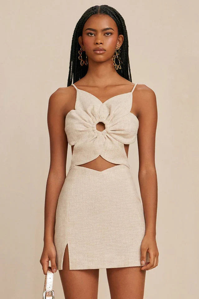 Alma Flower Detail Cut Out Midi Dress