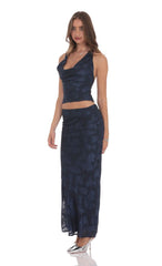 Floral Maxi Skirt in Navy