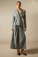 Georgia Lapel Blazer Midi Skirt Set