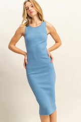 HYFVE Ribbed Round Neck Sleeveless Knit Midi Dress