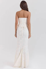 Dakota Embroidered Strapless Corset Set