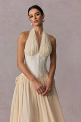 Vivien Halterneck Tulle Overlay Maxi Dress