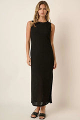 Mittoshop Side Slit Round Neck Sleeveless Dress