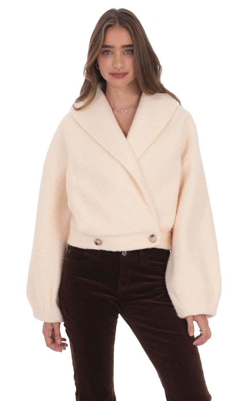 Bouclé Jacket in Blush Beige